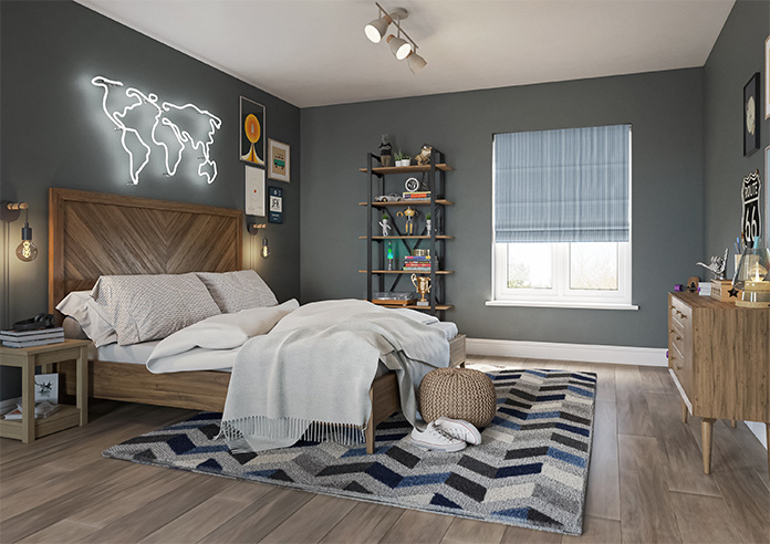 Nautical Stripes, Navy - Motorised Roman Blind - Image 6
